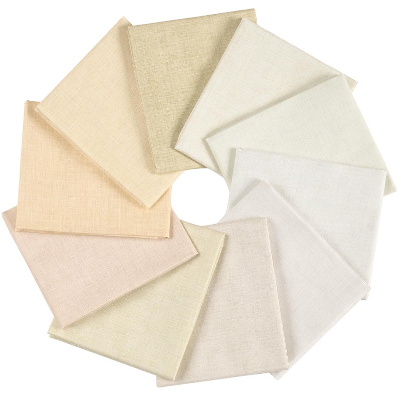 Craftido - 11 Options Solids with Tweed Tonals - Assorted Color Cotton Quilting Fabric Bundles 10pcs Fat Quarters 18"x21" - Medium Weight 5.2oz - for Quilting, Sewing and Crafts - Not Quite White - Image 2