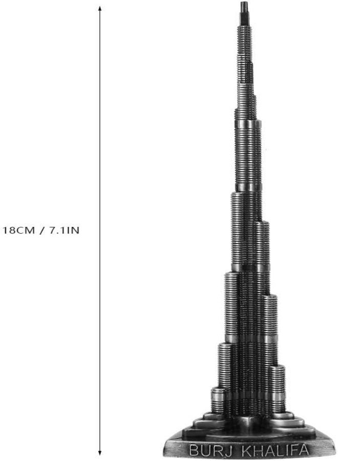 AKDC Burj Khalifa Tower, Dubai Tower Model, Realistic Grey 7.1In Vintage Design Alloy For Bedroom Home - Image 3