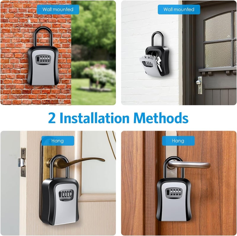 Portible Combination Key Lock Box by – 4-Digit Code, Large Capacity, Wall-Mountable for Home, Office, Garage - Image 5