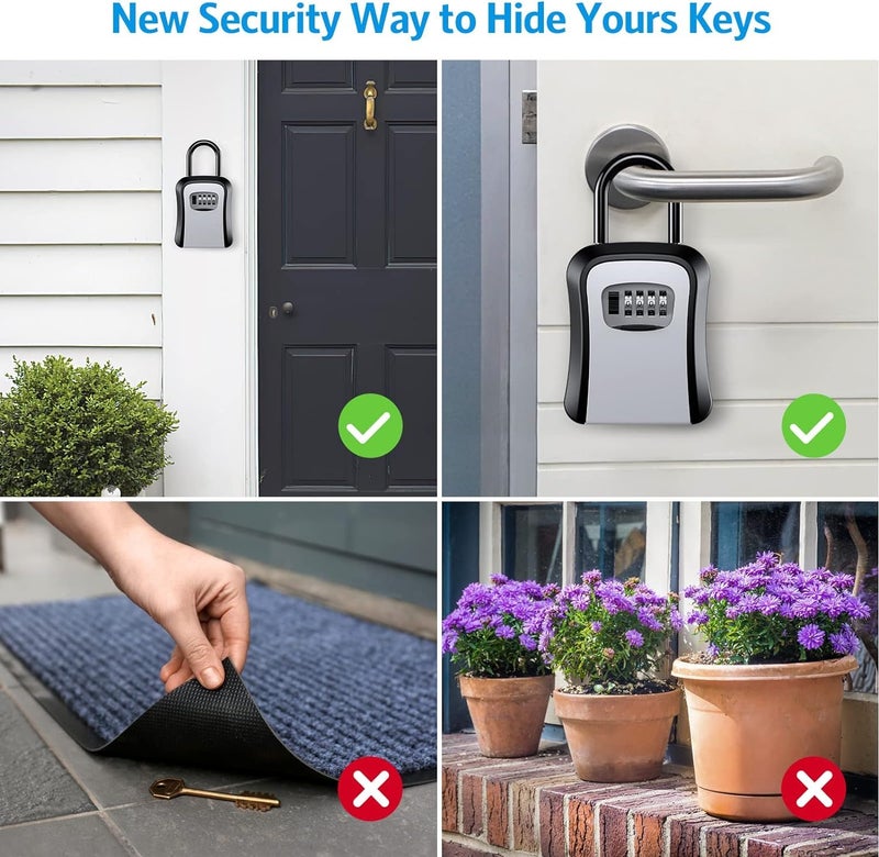 Portible Combination Key Lock Box by – 4-Digit Code, Large Capacity, Wall-Mountable for Home, Office, Garage - Image 3