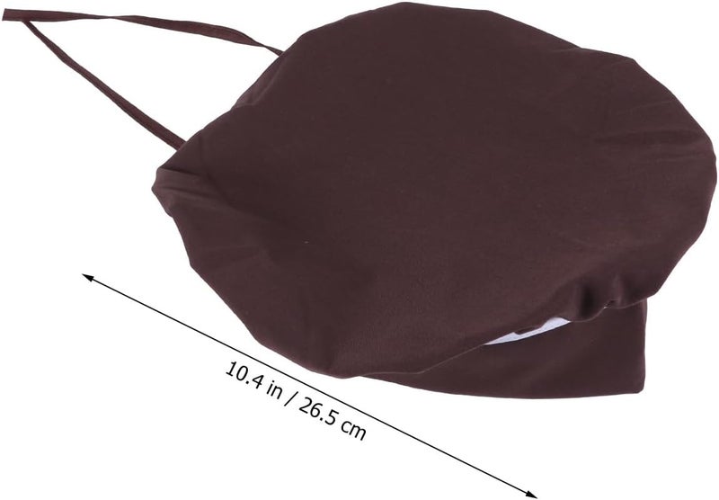 NOLITOY Adjustable Lace-up Chef Hat for Men Women, Food Baking Smoke-Proof Working Cap, Catering Kitchen Cooking Food Service Hat, Coffee White Stripes - Image 2