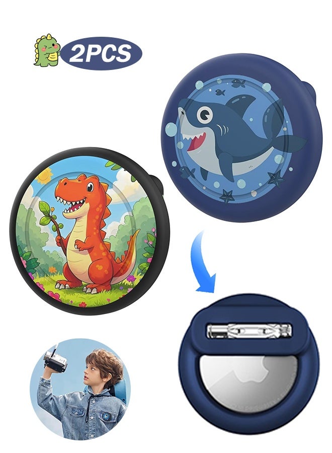 SUNDAREE Air Tags-2 Pack Airtag Holder Case with Cute Cartoon Pattern, Silicone Airtag Holder with Safety Brooch Pins, Anti-Lost for Kids, Clothing, Backpack - Image 1