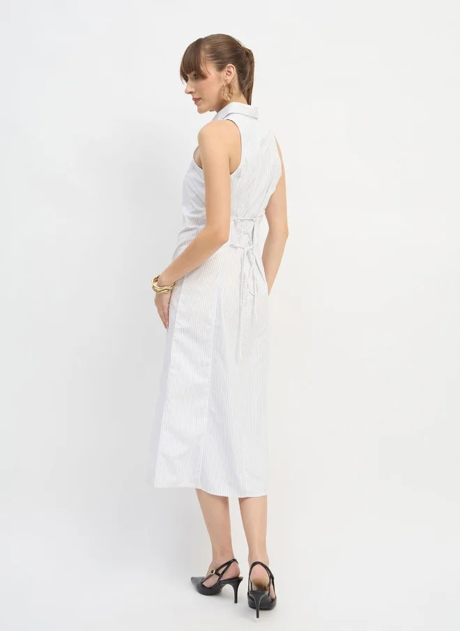 ساسافراس White Striped Shirt Midi Dress for Women