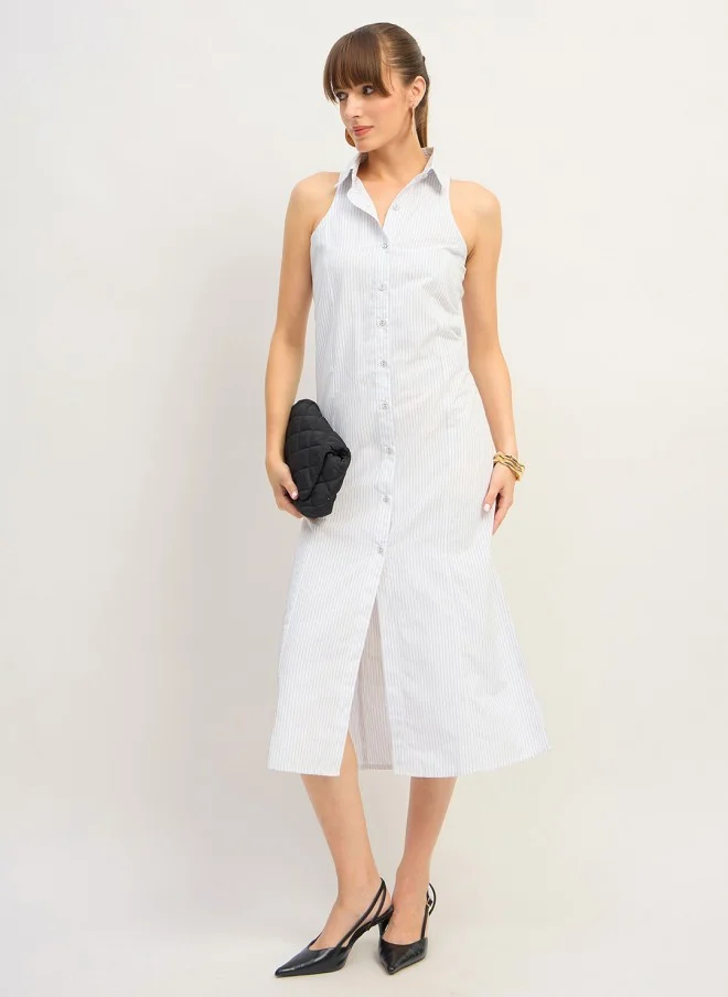 ساسافراس White Striped Shirt Midi Dress for Women