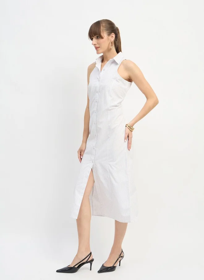 ساسافراس White Striped Shirt Midi Dress for Women