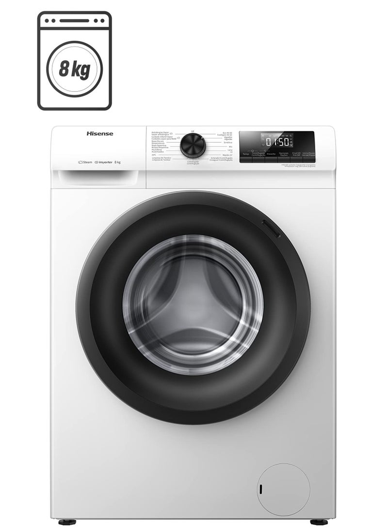 8Kg Front Load Washer, 15 Programs WFQP8014EVM White