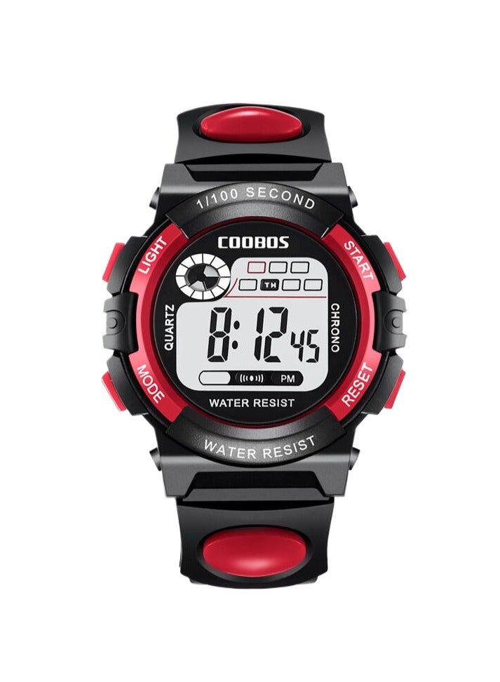 Coobos 4PCS Children's Waterproof Rubber Digital Watch (Blue/Orange/Black/Red)  - Image 2