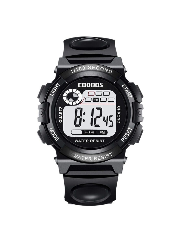 Coobos 4PCS Children's Waterproof Rubber Digital Watch (Blue/Orange/Black/Red)  - Image 3