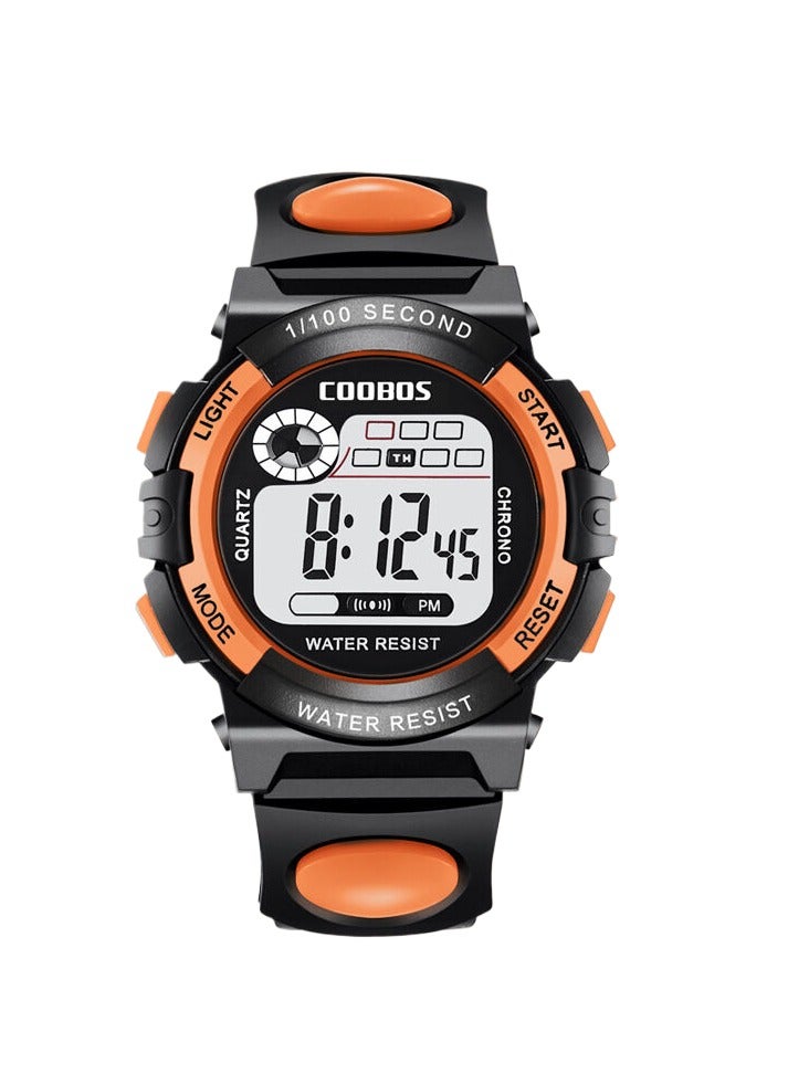 Coobos 4PCS Children's Waterproof Rubber Digital Watch (Blue/Orange/Black/Red)  - Image 4
