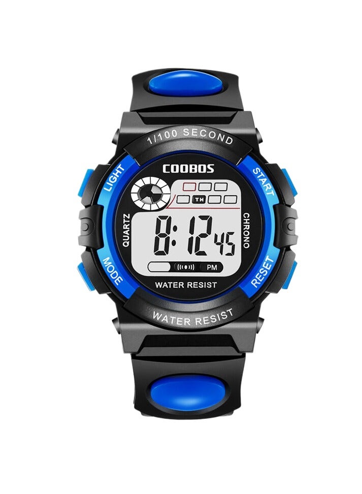 Coobos 4PCS Children's Waterproof Rubber Digital Watch (Blue/Orange/Black/Red)  - Image 5