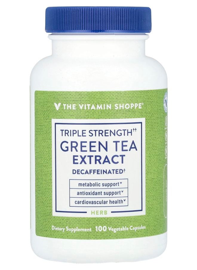 The Vitamin Shoppe Green Tea Extract Triple Strength Decaffeinated 100 Vegetable Capsules 