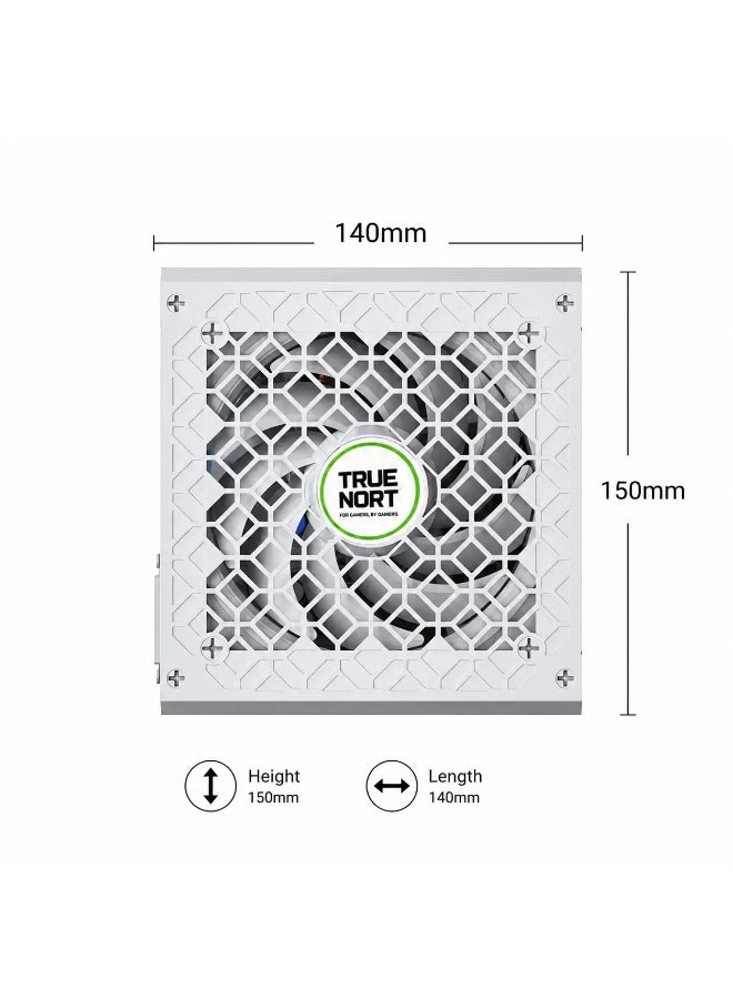 TRUE NORT TrueNort 1000W 80 Plus Gold Certified Full Modular Power Supply ATX 3.1, PCIe 5.1 12V Japanese Capacitiors Reliable, Efficient, and Silent Performance Gaming Power Supply White - Image 4
