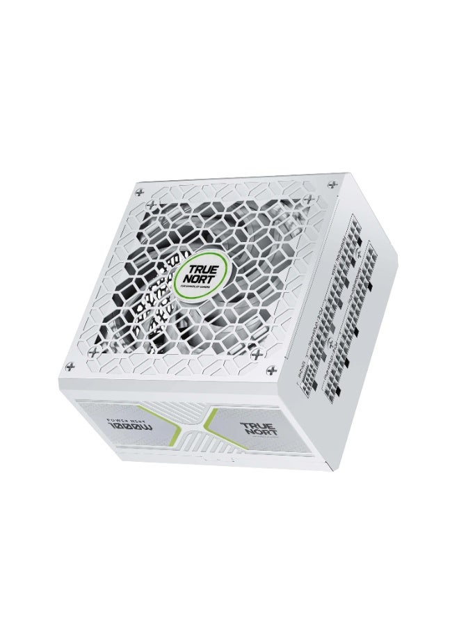 TRUE NORT TrueNort 1000W 80 Plus Gold Certified Full Modular Power Supply ATX 3.1, PCIe 5.1 12V Japanese Capacitiors Reliable, Efficient, and Silent Performance Gaming Power Supply White - Image 1
