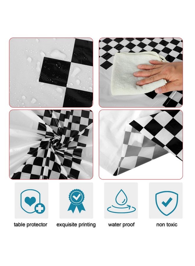 Oudain Cars Birthday Party Supplies Racing Party Decorations Round Racing Tablecloth Checkered Flag Table Covers Road Plastic Table Cloth, 1950s Disco Dancing Party Tablecloth (White,3 Pcs) - Image 3