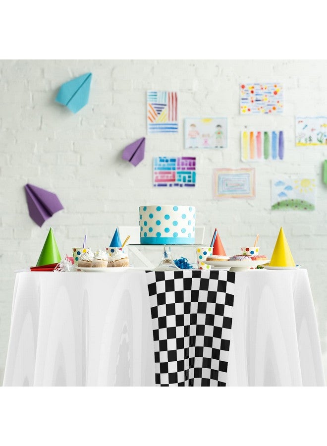 Oudain Cars Birthday Party Supplies Racing Party Decorations Round Racing Tablecloth Checkered Flag Table Covers Road Plastic Table Cloth, 1950s Disco Dancing Party Tablecloth (White,3 Pcs) - Image 5
