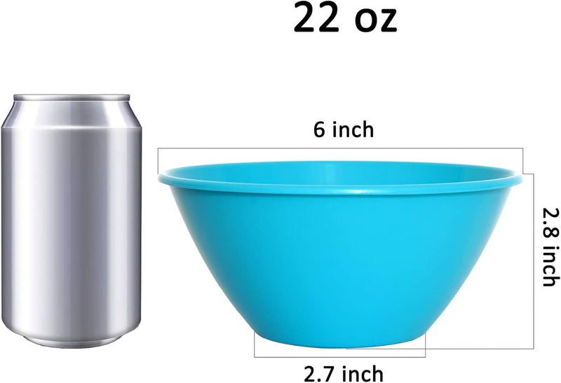 Youngever 9 Pack 650ml Reusable Plastic Bowls Cereal Bowls Soup Bowls Set of 9 in 9 Assorted Colors - Image 2