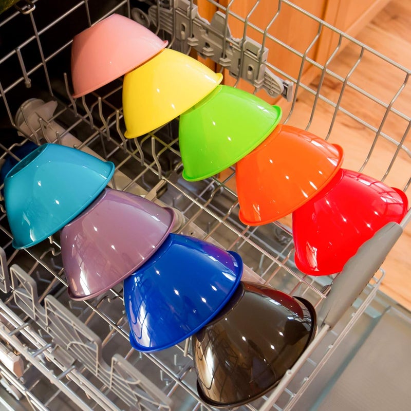 Youngever 9 Pack 650ml Reusable Plastic Bowls Cereal Bowls Soup Bowls Set of 9 in 9 Assorted Colors - Image 5