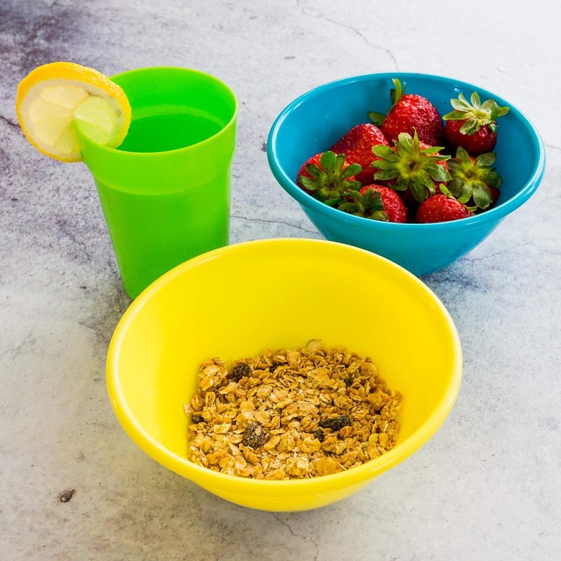 Youngever 9 Pack 650ml Reusable Plastic Bowls Cereal Bowls Soup Bowls Set of 9 in 9 Assorted Colors - Image 4