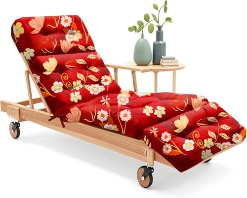 Uthem Outdoor Chaise Lounge Chair Cushion 751 x 228 x 47 Inches 100 Waterproof Replacement Cotton Patio Pool Lounge Chair Cushion for Outdoor Furniture with Ties Red Peony - Image 1