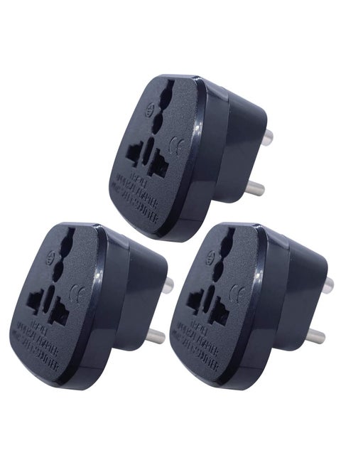 Type D Round Pins Travel Plug Adapter with Ground and Safety Shutter UAE EU DE US JP CN UK Plug Suitable for India Nepal Pakistan Socket Indian Plug 3 Pieces