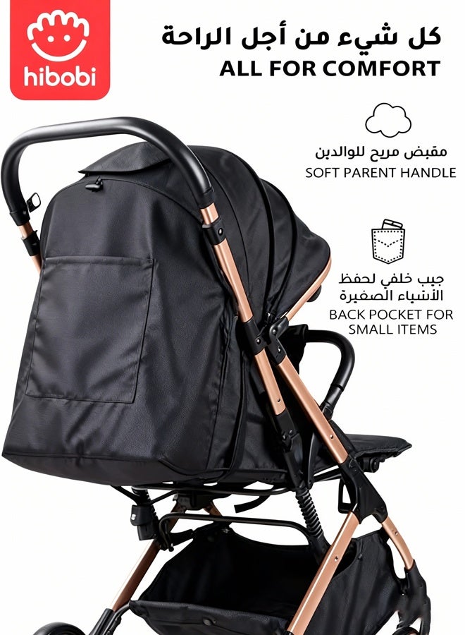 هيبوبي عربة أطفال خفيفة للسفر من عمر حديثي الولادة حتى الأطفال الصغار، قابلة للطي، بسعة ٦٠ كجم، مظلة شمس UPF 50+، دفع سلس لجميع الطرق - Image 4
