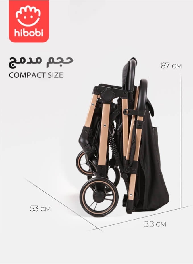 هيبوبي عربة أطفال خفيفة للسفر من عمر حديثي الولادة حتى الأطفال الصغار، قابلة للطي، بسعة ٦٠ كجم، مظلة شمس UPF 50+، دفع سلس لجميع الطرق - Image 2