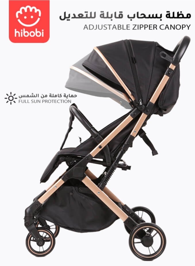 هيبوبي عربة أطفال خفيفة للسفر من عمر حديثي الولادة حتى الأطفال الصغار، قابلة للطي، بسعة ٦٠ كجم، مظلة شمس UPF 50+، دفع سلس لجميع الطرق - Image 3