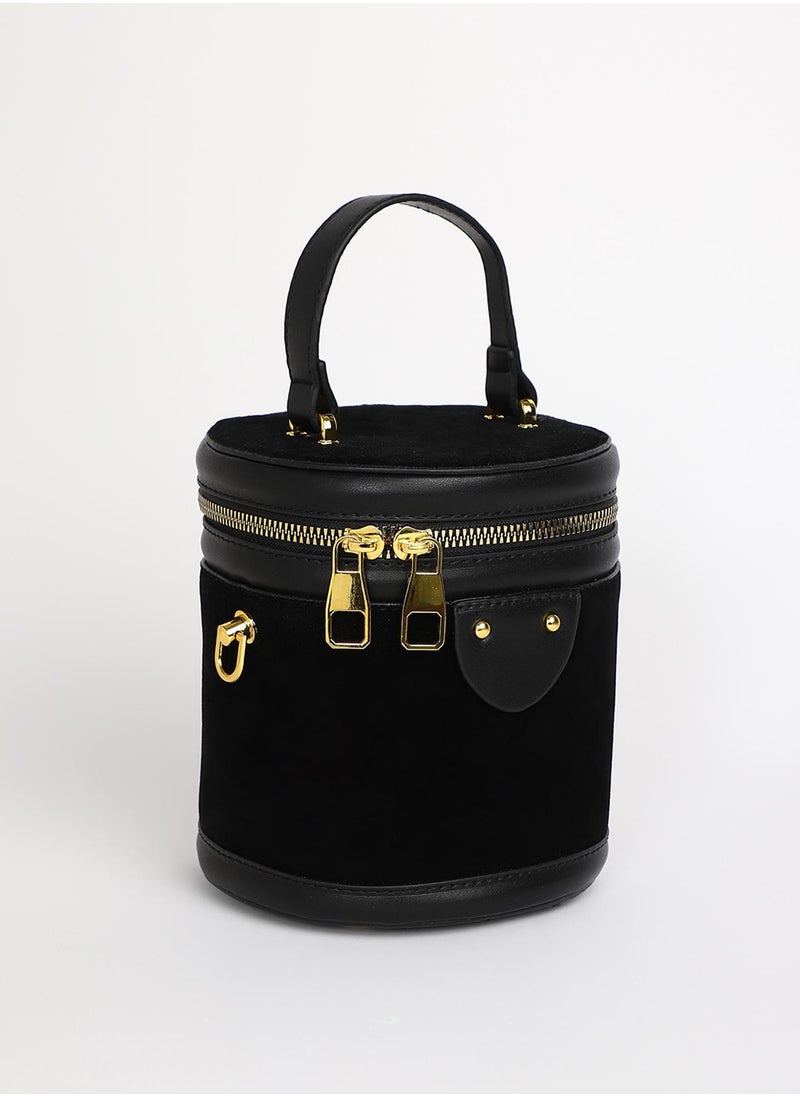 Haute Sauce - Women's The Velvet Bucket Bag - Midnight Black - Image 1