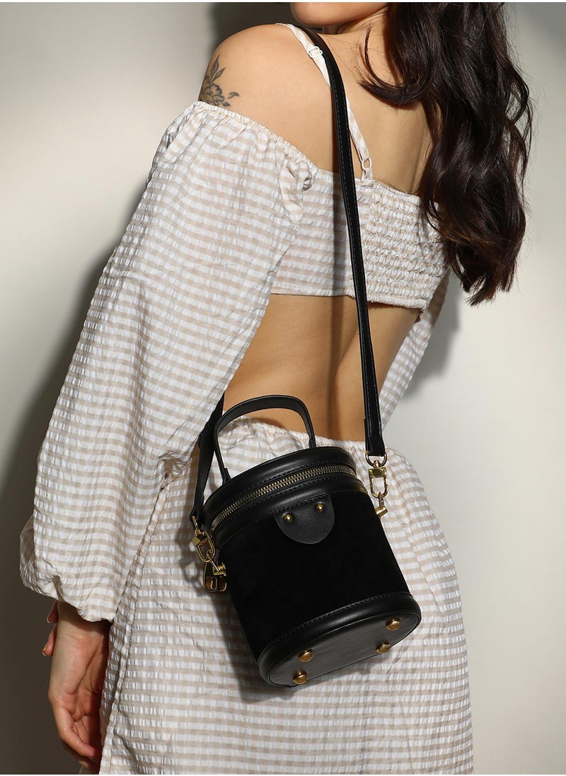 Haute Sauce - Women's The Velvet Bucket Bag - Midnight Black - Image 1