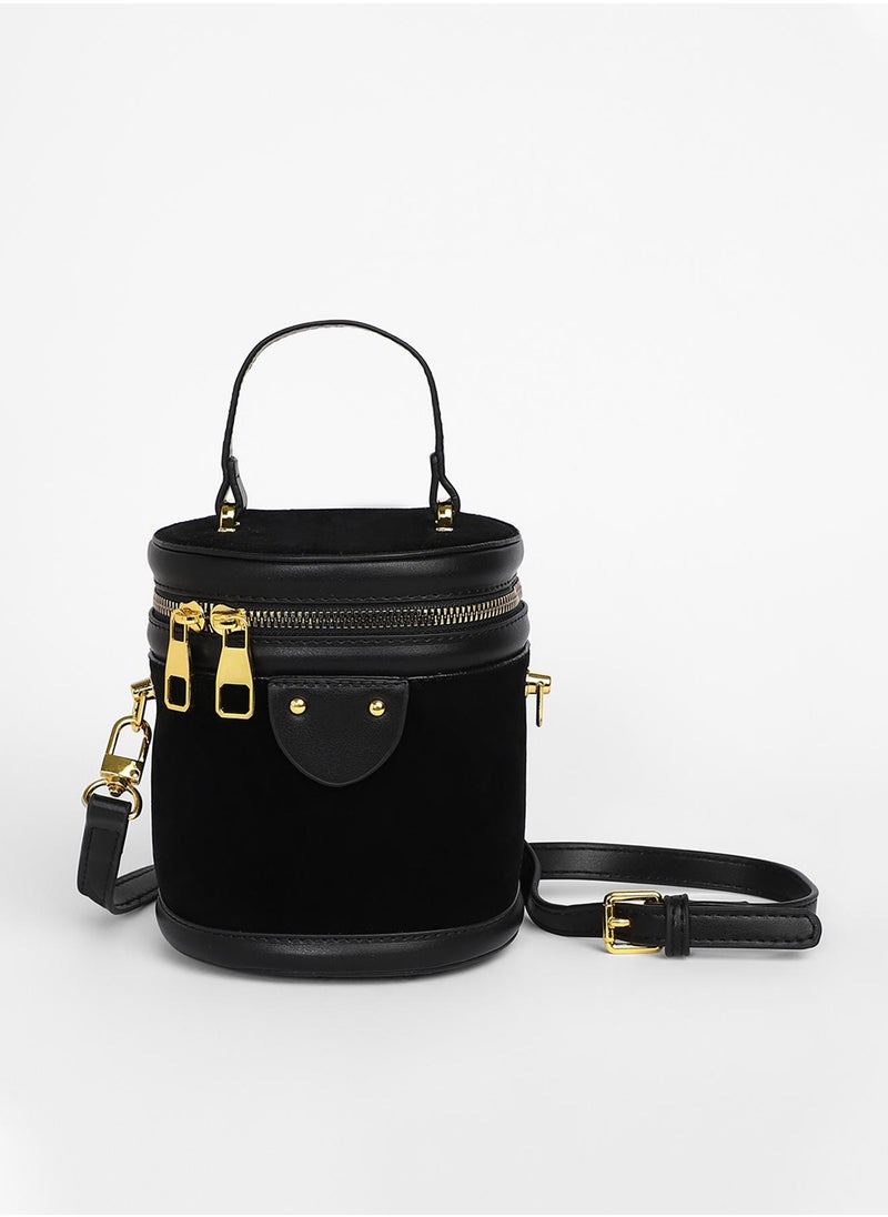 Haute Sauce - Women's The Velvet Bucket Bag - Midnight Black - Image 1