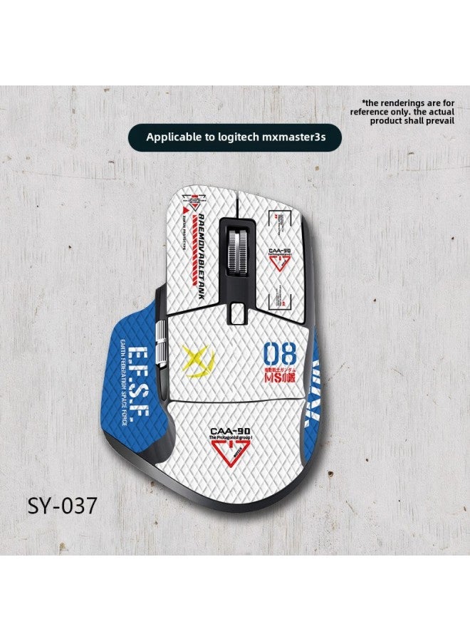 For Logitech MX Master 3 3S Mouse Anti-slip Sticker Master Series All-inclusive Anti-sweat-absorbent Scratch-resistant Belt Back Sticker-Color:Master 3s-sy-037 White Gundam/white Diamond-all Inclusive - Image 1