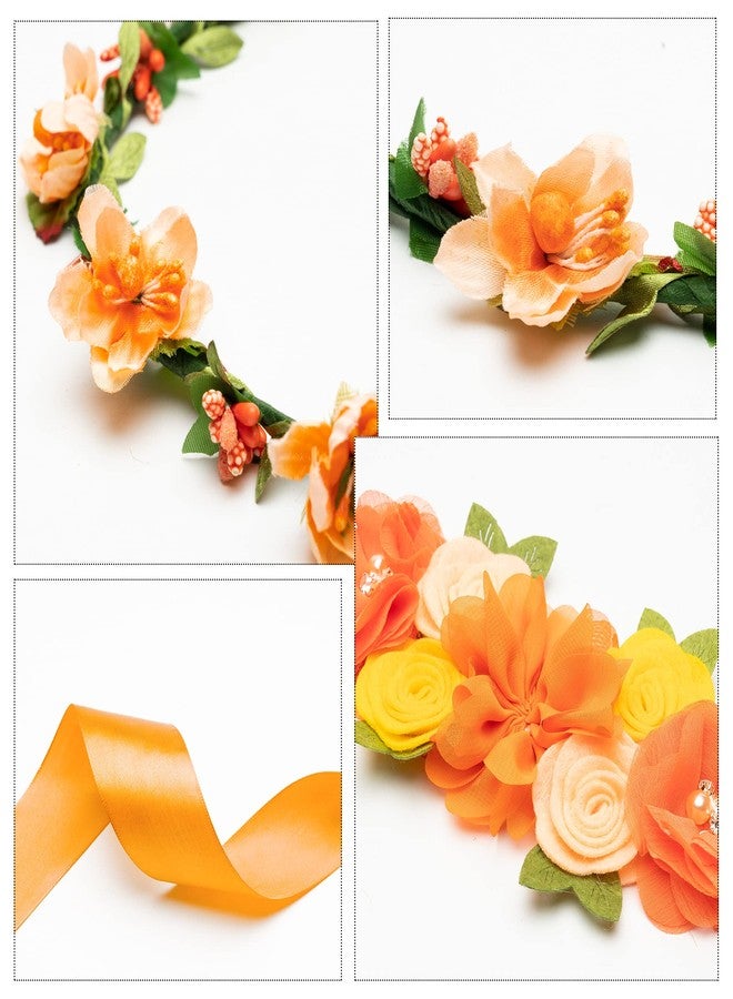 2ooya Little Cutie Citrus Maternity Sash Mom to Be & Daddy to Be Corsage Orange Clementine Flower Crown Pregnancy Sash Decoration Autumn Baby Shower Kit Party Favors Pregnancy Photo Prop Gift - Image 4