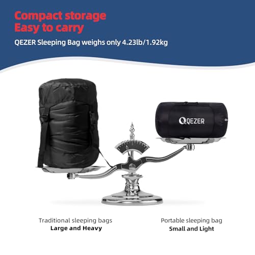 QEZER Down Sleeping Bag for Adults 620 Fill Power Down Sleeping Bag Cold Weather Ultralight with Pouch for Backpacking, Camping, Hiking (1500g Down Filling-Black) - Image 4