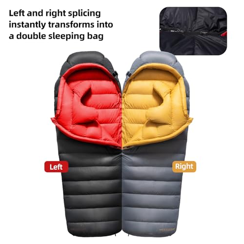 QEZER Down Sleeping Bag for Adults 620 Fill Power Down Sleeping Bag Cold Weather Ultralight with Pouch for Backpacking, Camping, Hiking (1500g Down Filling-Black) - Image 5