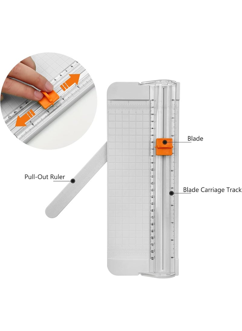 Paper Cutter, A5 Paper Trimmer with Security Safeguard & Side Ruler Portable Straight Edge Cutter for Scrapbooking Craft Paper, Photos, Label, Cardstock (White) - Image 2
