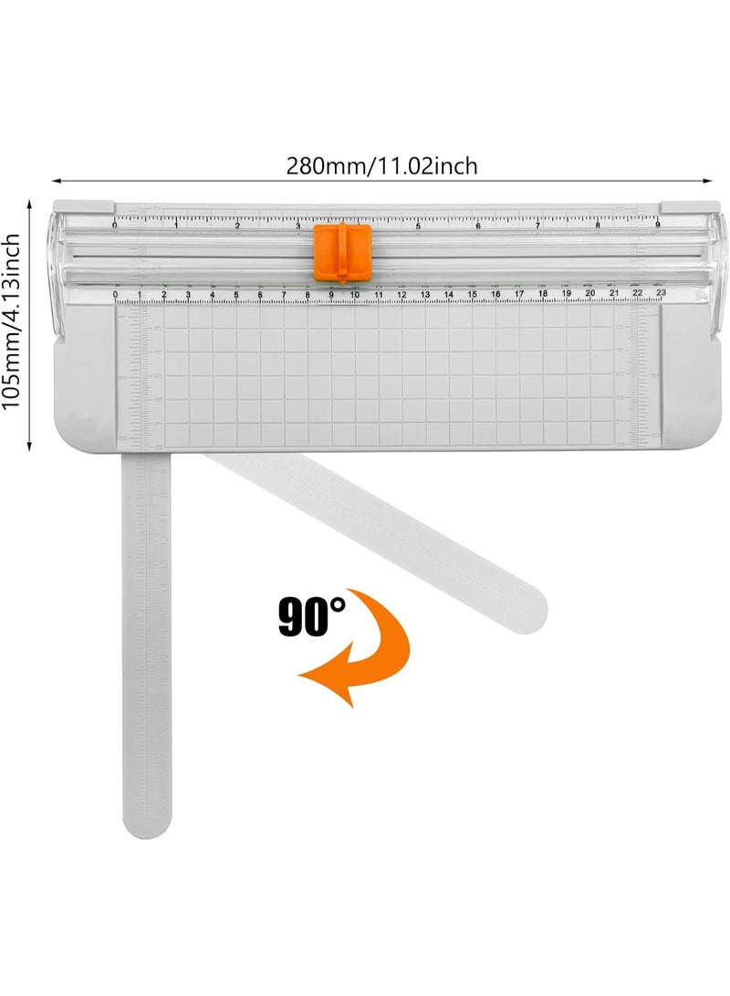 Paper Cutter, A5 Paper Trimmer with Security Safeguard & Side Ruler Portable Straight Edge Cutter for Scrapbooking Craft Paper, Photos, Label, Cardstock (White) - Image 3
