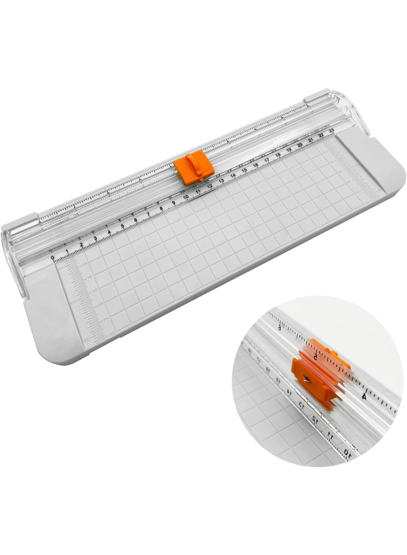 Paper Cutter, A5 Paper Trimmer with Security Safeguard & Side Ruler Portable Straight Edge Cutter for Scrapbooking Craft Paper, Photos, Label, Cardstock (White) - Image 4