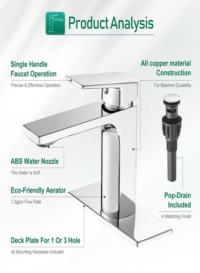 VOTON Chrome Bathroom Faucet Single Handle Bathroom Sink Faucet Lavatory Vanity Faucet with Pop Up Drain & Water Supply Lines - Image 5