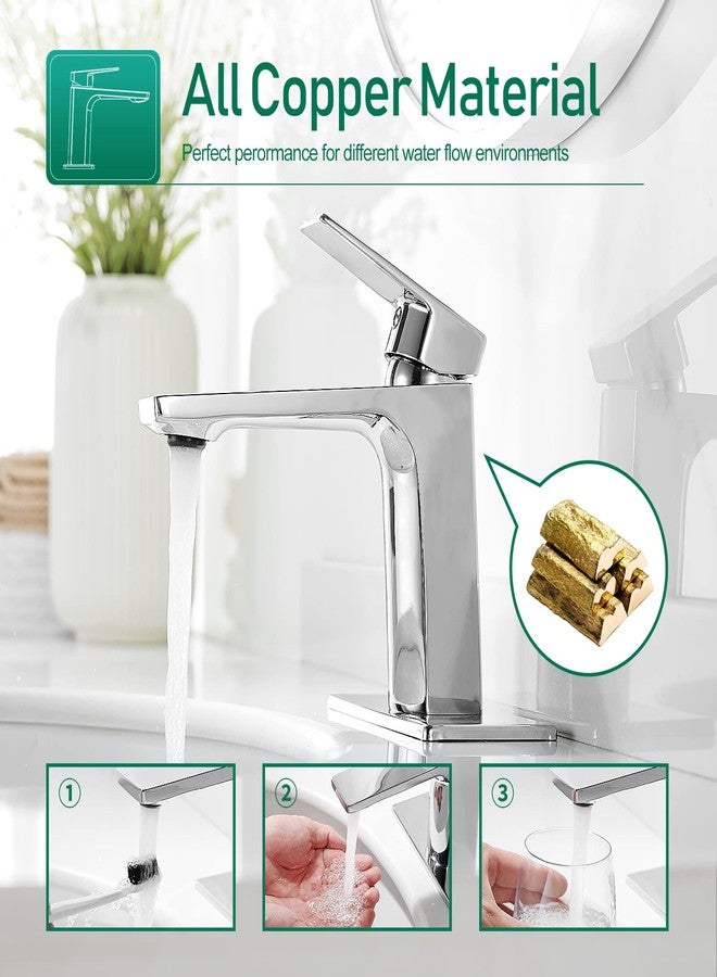 VOTON Chrome Bathroom Faucet Single Handle Bathroom Sink Faucet Lavatory Vanity Faucet with Pop Up Drain & Water Supply Lines - Image 3