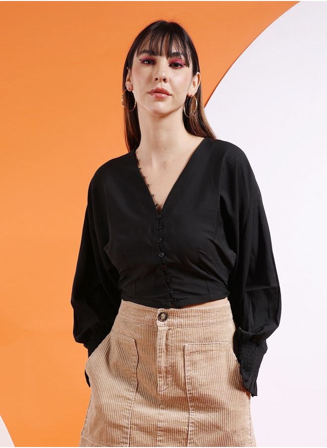 Freehand Women Regular Fit Casual Solid V-Neck Top  - Image 5