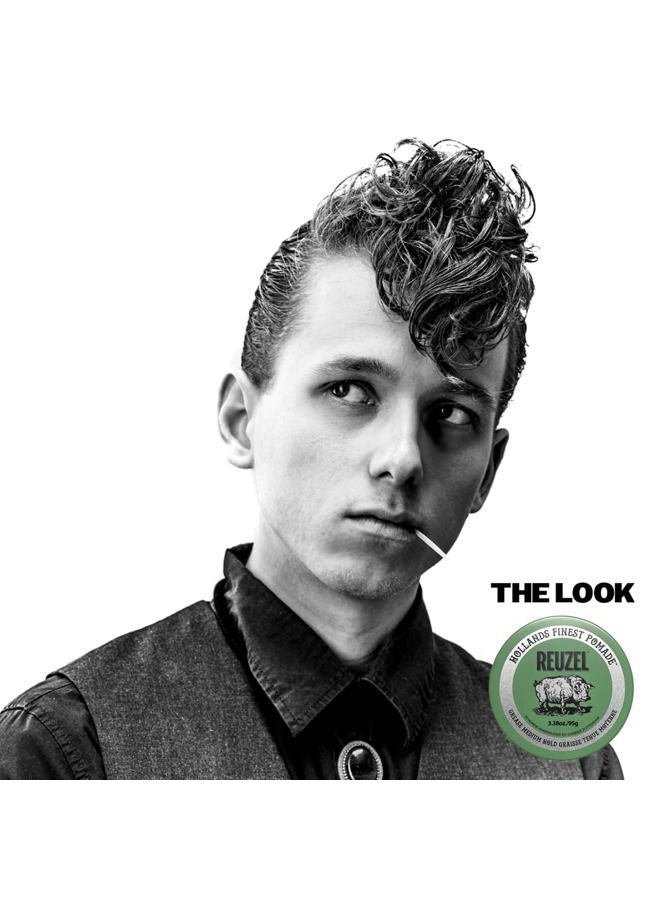 Reuzel REUZEL Green Grease Pomade, Medium All Day Hold, Oil-Based Styling Wax, Medium Shine, Easy To Wash Out, For All Hair Types - Image 4