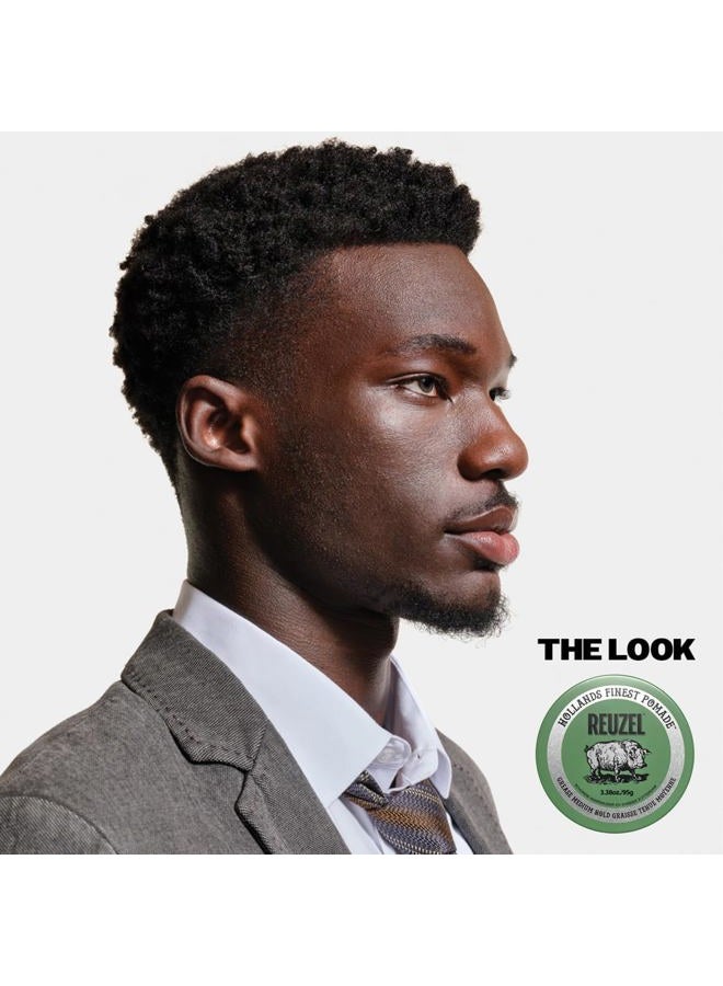 Reuzel REUZEL Green Grease Pomade, Medium All Day Hold, Oil-Based Styling Wax, Medium Shine, Easy To Wash Out, For All Hair Types - Image 3