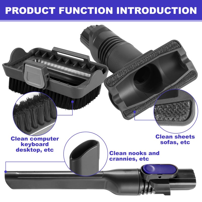 QINAN IX141 Vacuum Crevice Tool Brush Replacement Parts Compatible with Shark Pet Cordless Stick IZ162H IZ361H IX140 IX141 IZ140 IZ142 UZ145 Removable Two-in-one Tool Brush Attachments for D-Shaped Vacuum - Image 4