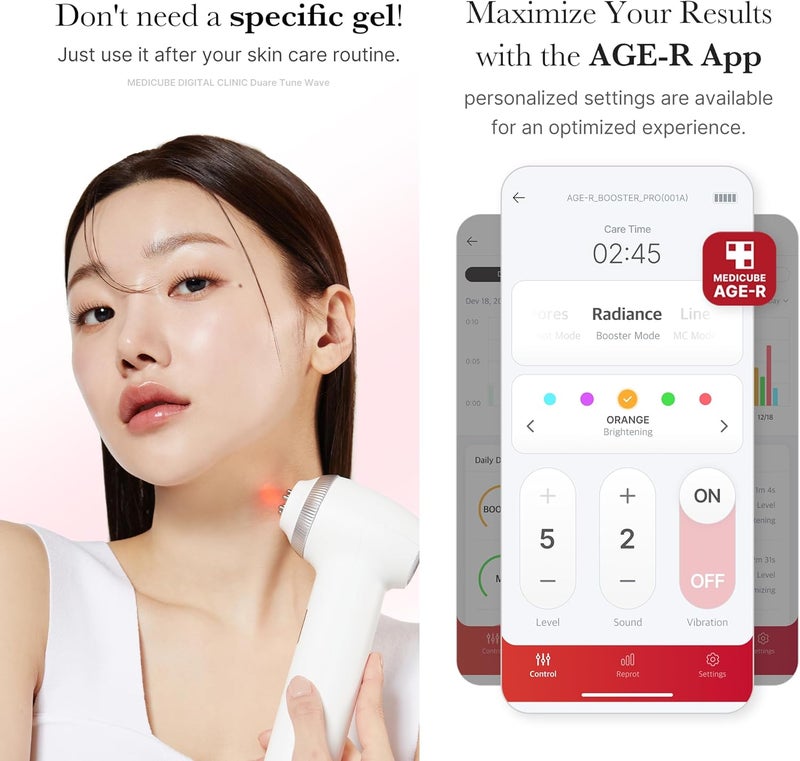 Medicube AGE-R Ultra Tune 2 in 1 Skin Tightening & Lifting Device, Dual Tune-Wave Facial Massager for Wrinkles & Fine Lines, Boosts Skin Elasticity & Radiance, At Home Anti Aging Tool with App Tracking - Image 5