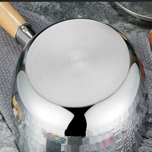 MUGATH Traditional Japanese Stainless Steel Saucepan 22cm | Non-Stick Milk Pot with Wooden Handle for Soup, Noodles, Dal Fry, Tadka | Snow Pan Pot with Two Side Spouts for Easy Pouring - Image 4