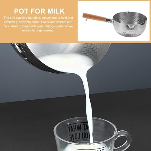 MUGATH Traditional Japanese Stainless Steel Saucepan 22cm | Non-Stick Milk Pot with Wooden Handle for Soup, Noodles, Dal Fry, Tadka | Snow Pan Pot with Two Side Spouts for Easy Pouring - Image 3