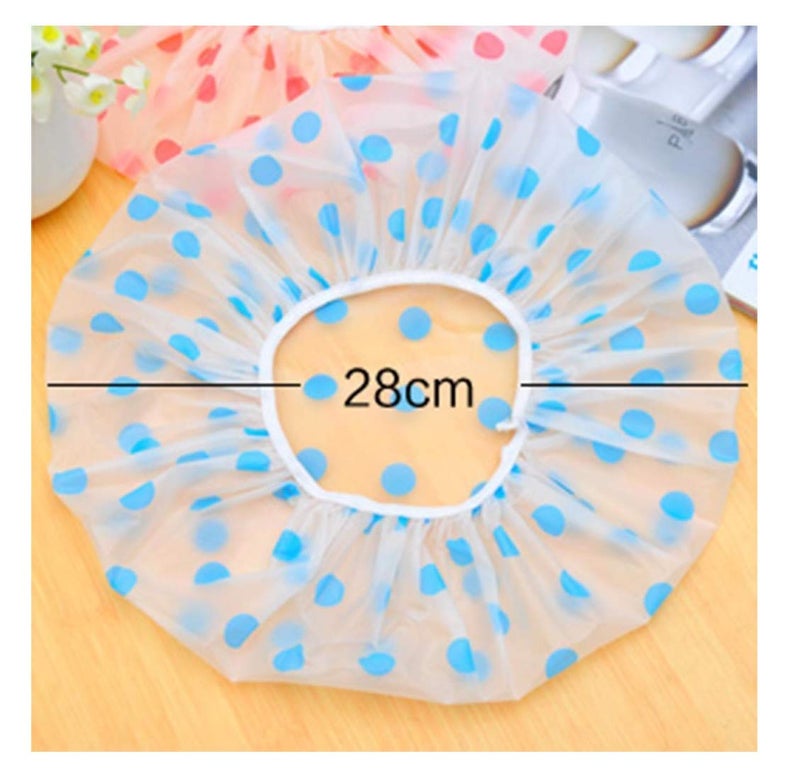 Magnusdeal Reusable Fancy Vinyl Shower Caps, Waterproof EVA Bath Cap Bathing Hair Cap Salon Hat for Kids Adults, Lady Salon Spa with Lace Elastic Band (One Size Fits All)- Beautiful Color Pattern Assorted (Set of 12) - Image 5