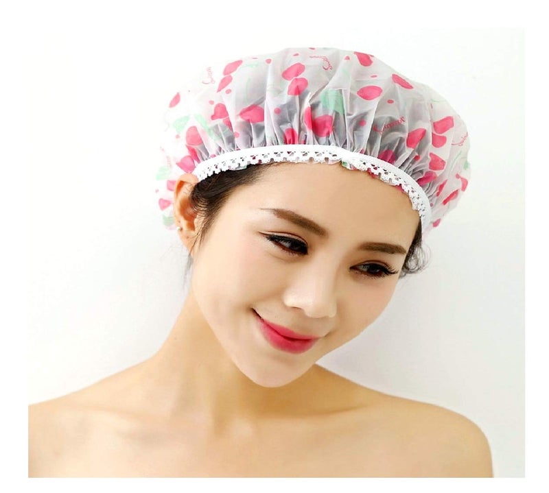 Magnusdeal Reusable Fancy Vinyl Shower Caps, Waterproof EVA Bath Cap Bathing Hair Cap Salon Hat for Kids Adults, Lady Salon Spa with Lace Elastic Band (One Size Fits All)- Beautiful Color Pattern Assorted (Set of 12) - Image 2