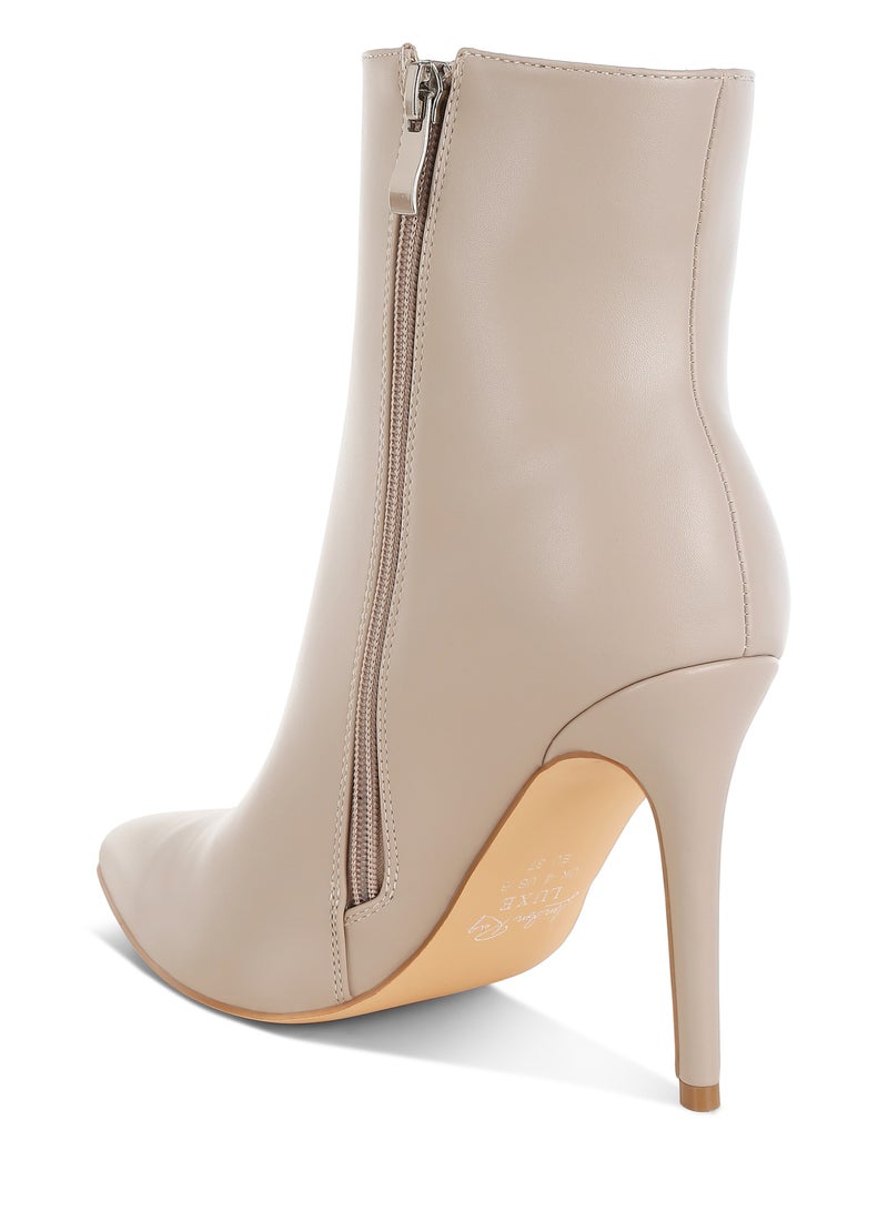 London Rag Rhinestones Chain Detail Boots in Beige - Image 3