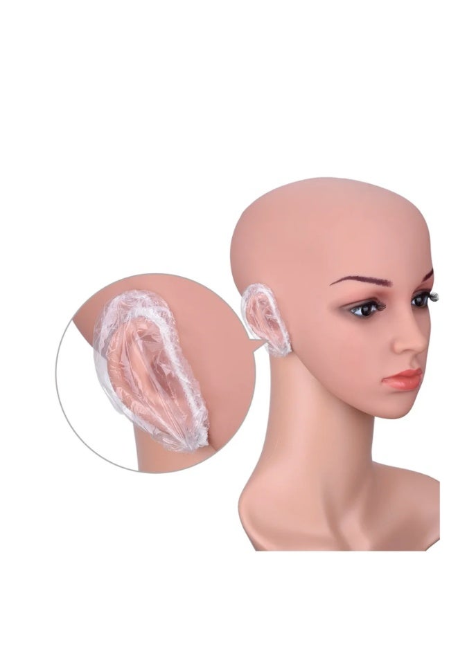 100 حزمة واضحة واقية الأذن القابلة للتصرف ، غطاء الأذن البلاستيكي المقاوم للماء للاستحمام وصبغة الشعر ، واكسسوارات المنتجع الصحي والصالون (حجم واحد) - Image 2